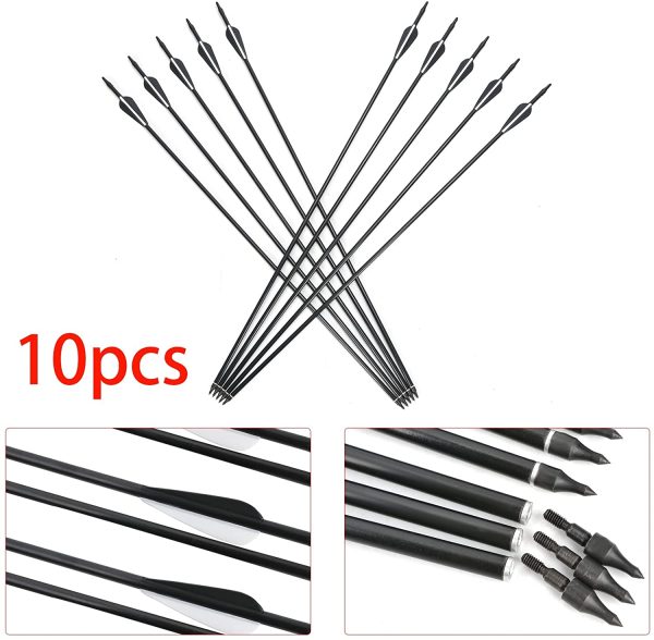 10pcs 30inch Archery Carbon Arrows Hunting Targeting Arrows with Replaceable Broadhead Nock for Beginner Hunting Shooting Practice - Image 8