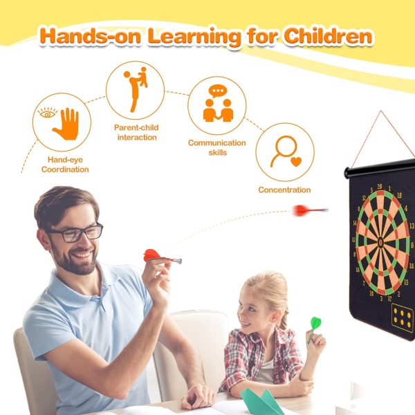 LET'S GOT! Powerful Double-Sided Magnet 15''Dart Board Set (6 pcs darts) - Garden Toys & Ideal Gift - Image 2