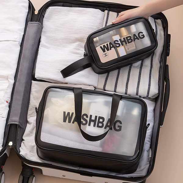 Clear Toiletries Bag, Waterproof Toiletry Travel Bag Clear PVC Travel Bag Wash Bag Makeup Bag Travel Business Vacation Bathroom for Men, Women and Kids (Medium) - Image 3