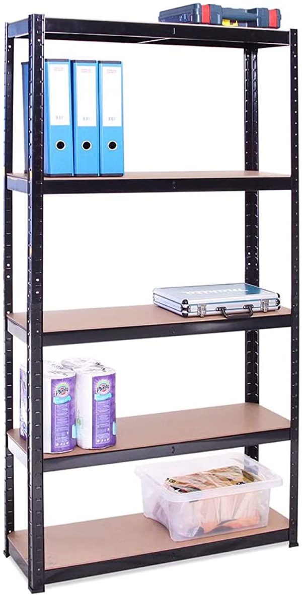 Garage Shelving Units: 180cm x 90cm x 30cm | Heavy Duty Racking Shelves for Storage - 1 Bay, Black 5 Tier (175KG Per Shelf), 875KG Capacity | For Workshop, Shed, Office | 5 Year Warranty - Image 2