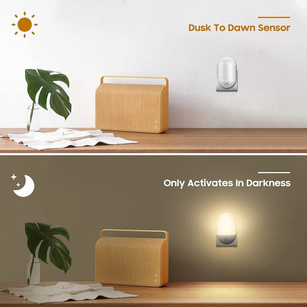 Plug in LED Night Light, LED Night Light Plug with Dusk to Dawn Photocell Sensor, 0.27W Energy Saving, Warm White Auto Sensor Night Lighting for for Children's Room, bedroom, Garage, Bathroom, Hallway - Image 3