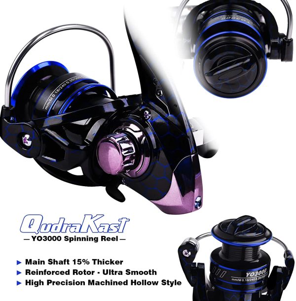 QudraKast Fishing Rod and Reel Combos, Unique Design With X-Warping Painting, Carbon Fiber Telescopic Fishing Rod with Reel Combo Kit with Tackle Box, Best gift for Fishing Beginner and Angler - Image 5