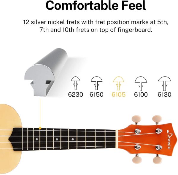 Donner Soprano Ukulele Kid Beginner Kit Ukulele 21 inch Child Starter Set Adult Ukelele Hawaii Guitar with Uke Oneline Lesson String Tuner Picks DUS-10 Natural - Image 6