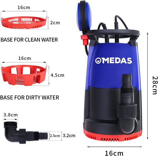 Electric 3 in 1 Submersible Pump 400W 11000L/H Sump Pumps w/Float Switch and Long 8m Cable Dirty/Clean Water Pump for Ponds, Pools and Drain - Image 5