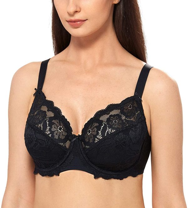 Delimira Women's Full Coverage Non-Foam Floral Lace Plus Size Underwired Bra - Image 2