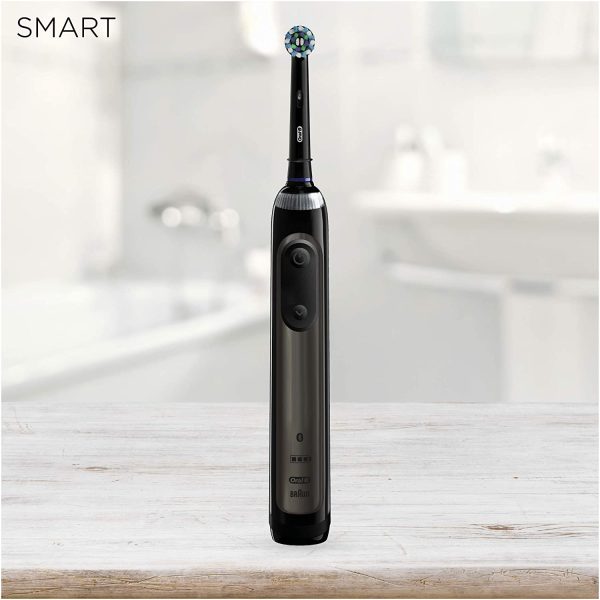 Oral-B Smart 6 Electric Toothbrush with Smart Pressure Sensor, App Connected Handle, 3 Toothbrush Heads & Travel Case, 5 Mode Display with Teeth Whitening, Gift Set, 2 Pin UK Plug, 6000N, Black