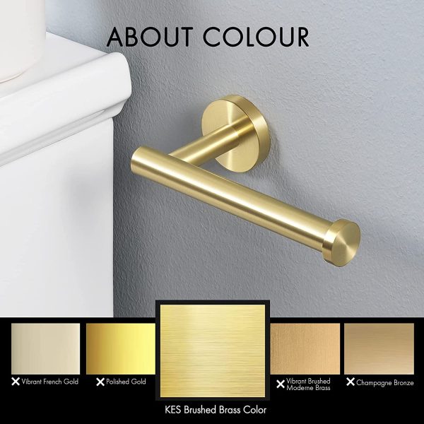 KES Toilet Roll Holder Bathroom Tissue Paper Dispenser SUS304 Stainless Steel Wall Mounted Brushed Brass, A2175S12-BZ