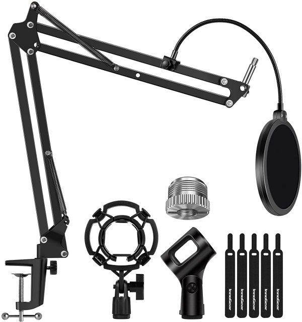 InnoGear Microphone Stand Set with Shock Mount, Mic Clip Holder, Pop Filter, Screw Adapter, Table Mounting Clamp, Five Cable Ties, Professional Recording Equipment - Image 7