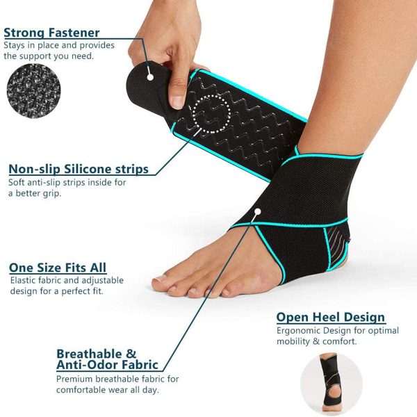 BESKEY Ankle Support Brace Adjustable Breathable Elastic Nylon Material 1 Size Fits all Use for Sports - Image 2