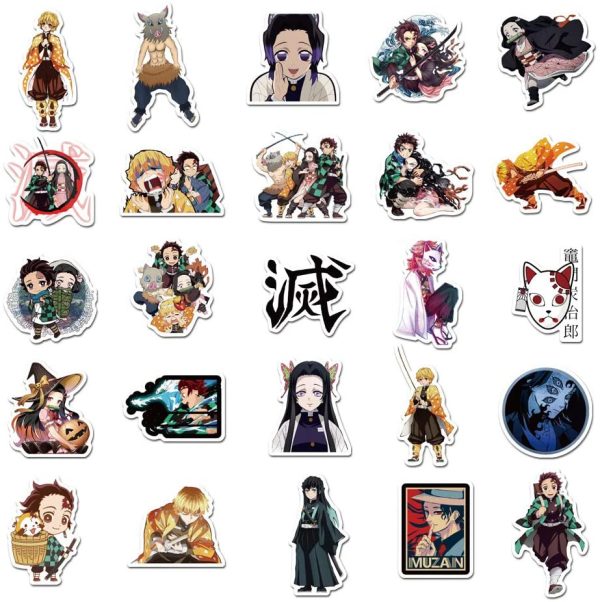 50 PCS Demon Slayer Stickers for Laptop Water Bottle Luggage Snowboard Bicycle Skateboard Decal for Kids Teens Stickers