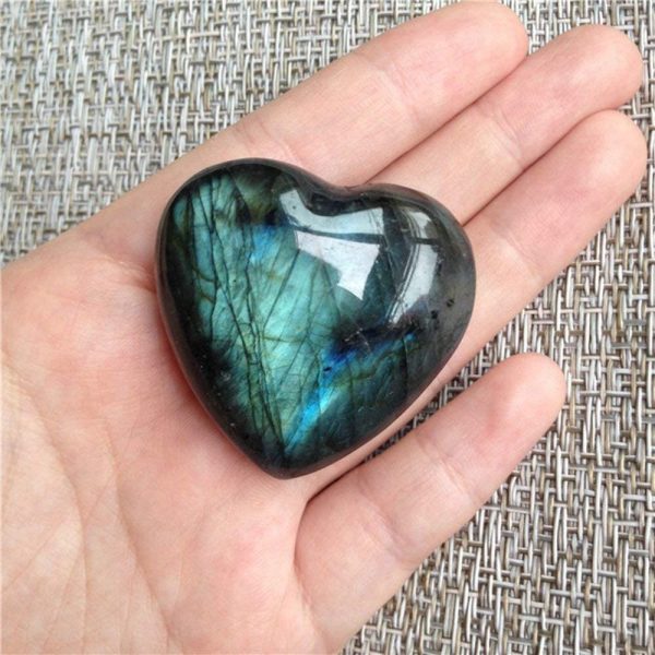 Moonstone Crystal Labradorite Palm Stone Healing Quartz Gemstone Worry Stone Heart Shape for Jewllery Making Worry Stone Therapy Smooth - Image 4