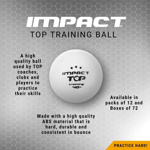 IMPACT TOP Training Table Tennis Balls (Pack of 12 White)