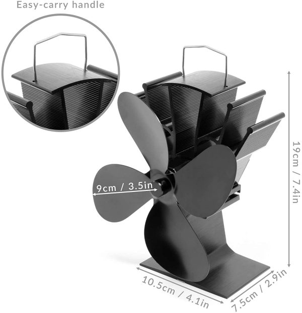 Heat Powered 4 Blade Stove Fan | Silent Operation | Fireplace Wood & Log Burner | Increased Efficiency | Safe & Eco Friendly | M&W - Image 2