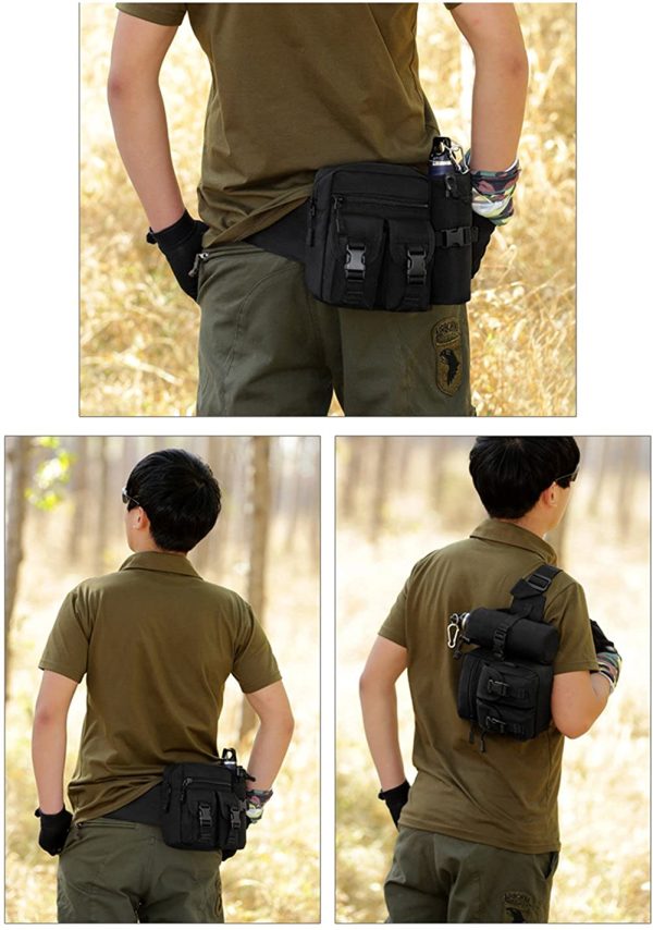 HUNTVP Tactical Waist Pack Bag with Water Bottle Pouch Molle Fanny Bag Bumbag Waist Bag for Dog Walking Running Hiking Travel Outdoors - Image 5