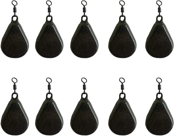 BZS Carp Coarse Fishing Weights Flat Pear with Swivel in Smooth Finish, Running Rigs and Clip, 1.5oz, 2oz, 2.5oz, 3oz, 3.5oz, 4oz, Green Brown - Image 3