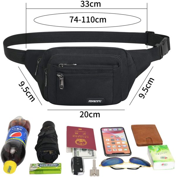 Bum Bag Waterproof | Fanny Pack for Men Women | Waist Bag with 5 Zipped Pockets | Bumbag for Dog Walking Running Hiking Travel Holiday - Image 4