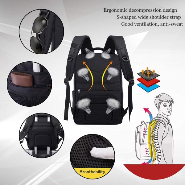 Laptop Backpack,Vodlbov 17 Inch Waterproof Business Travel Work Computer Rucksack Bag with USB Charging Port,Anti-Theft College School Bag - Image 5