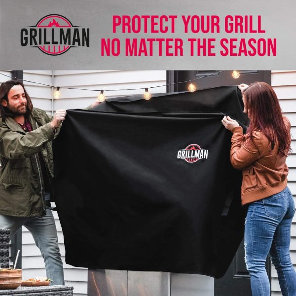 Grillman Premium BBQ Grill Cover, Heavy-Duty Gas Barbecue Cover for Weber, Brinkmann, Char Broil etc. Rip-Proof, UV & Waterproof (76 L x 66 W x 109 H cm, Black) - Image 3