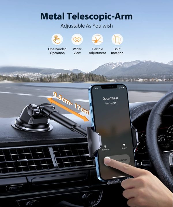 DesertWest [2022 Sturdiest] Car Phone Holder [Strong Suction] Mobile Cell Phone Cradle/Mount for Automobile Dashboard/Windscreen/Air Vent for iPhone 13/12/11 Pro Max X/8/7/6 Samsung Galaxy S22/S21/A12 - Image 3