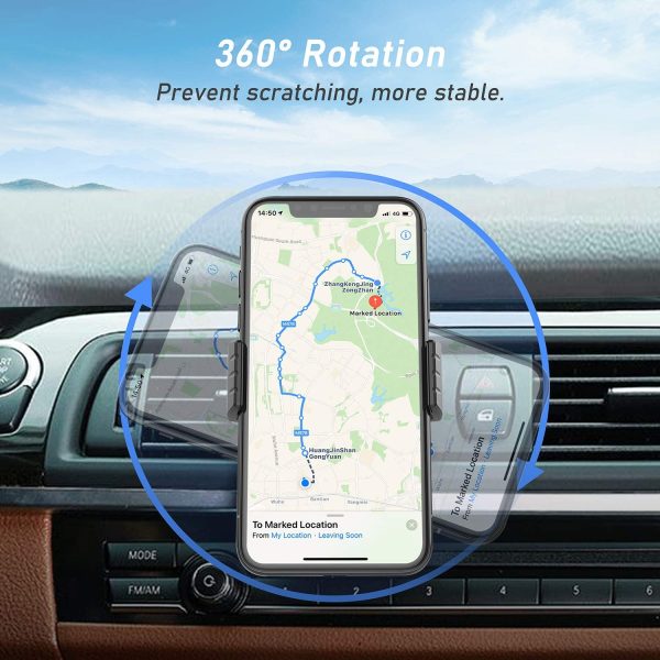 Blukar Car Phone Holder, Air Vent Phone Mount Holder for Car - Dual Vent Clips Design, 360?? Rotation Universal for All 4.7 to 6.7 inch Smartphones - Image 3