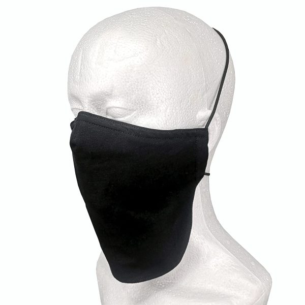 Extra Large Long Mask For Men With Long Beard 3 Layers Of Breathable Cotton With Nose Bridge Reusable & Washable Black Cotton - Image 4