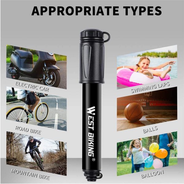 Bike Pump,Aluminum Alloy Portable Mini Bicycle Tire Pump,Super Fast Tyre Inflation Compatible with Universal Presta and Schrader Valve Frame Mounted Air Pump for Road, Ball Pump Needle/Frame Mount