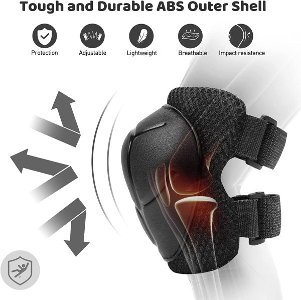 KUYOU Kids Knee Pads Set,6 in 1 Kit Protective Gear Knee Elbow Pads with Adjustable Wrist Guards Toddler Children Protection Safety for Rollerblading BMX Bike Bicycle - Image 5