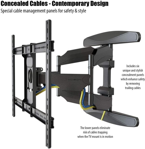 Invision Ultra Strong TV Wall Bracket Mount Double Arm Tilt & Swivel for 37-70 Inch (94-178cm) LED LCD OLED Plasma & Curved Screens - Up to VESA 600mm(w) x 400mm(h) - Max Load 50kg (HDTV-DXL) - Image 3