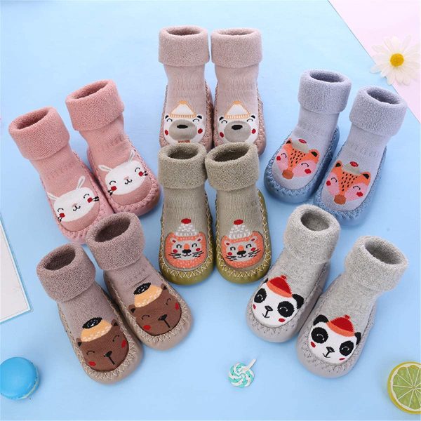 Gavena 2 Pairs of Baby Slippers Socks Toddler Girls Slippers Cotton Newborn Boys Warm First Walking Shoes Soft Sole Non Slip - Image 6