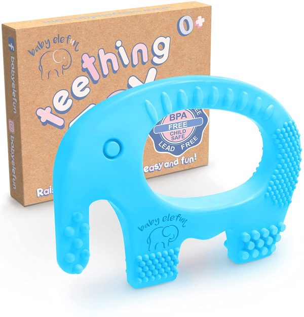 Baby Elefun Teething Ring, BPA Free Silicone Easy to Hold Teether Toy with Gift Package Included, Effective Elephant Teething Rings for Babies 3 4 6 12 Months Boy Teethers Cute Infant & Shower Gifts - Image 8