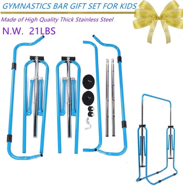 Horizontal Bar Gymnastics Kids Garden Home Reck Stretching Folding Value Gift Set,Expandable Gym Training Bar Equipment Adjustable Height for Boys Girls Color Pink  fit Fitness Outdoor Indooor - Image 5