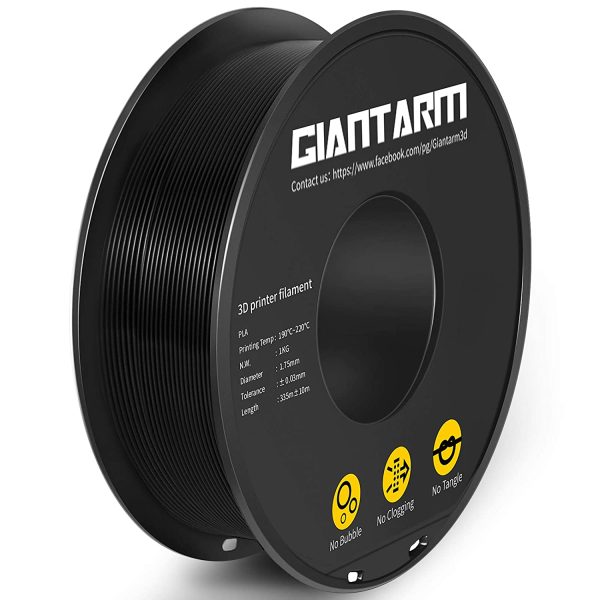 PLA Filament 1.75mm, GIANTARM Classic PLA 3D Printer Filament 1kg Spool Black - Image 7