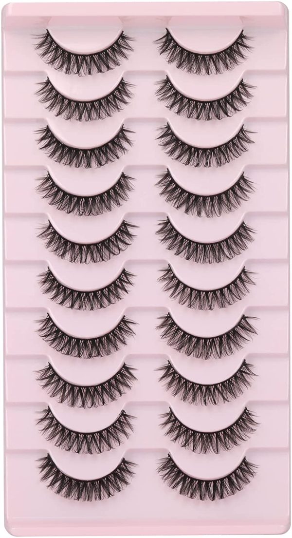 False Eyelashes Russian Strip Lashes Natural Wispy Fluffy Lashes 3D Effect Fake Eyelashes 10 Pairs Pack by Wiwoseo