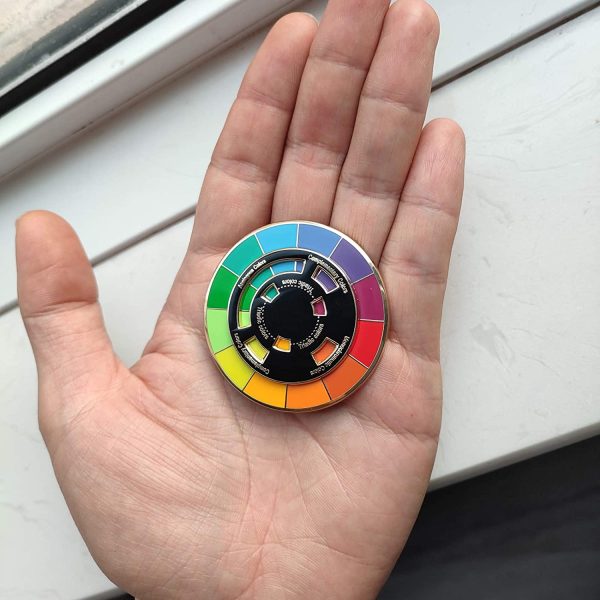 Langjitianya Creative Color Wheel Enamel pin, The Spinning Wheel Moves Nicely??Colour Card Brooch - Image 3