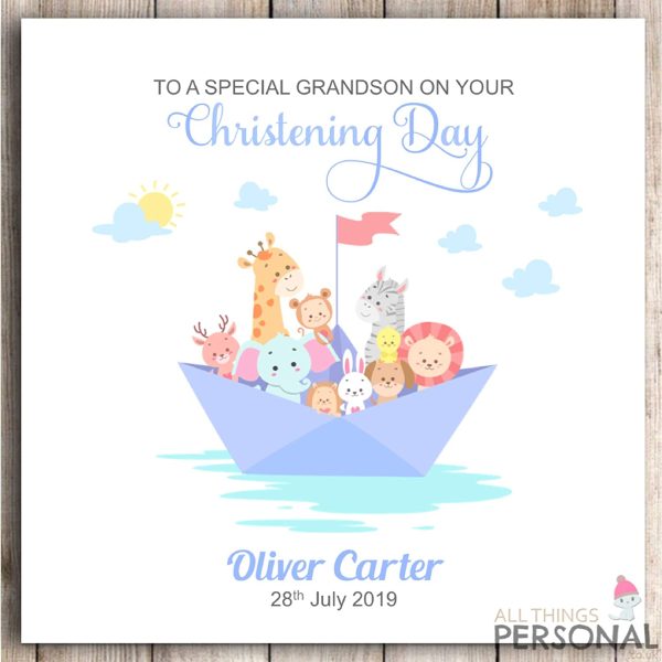 Personalised Boys Christening Card Godson Son Grandson Brother Nephew Congratulations - Image 2