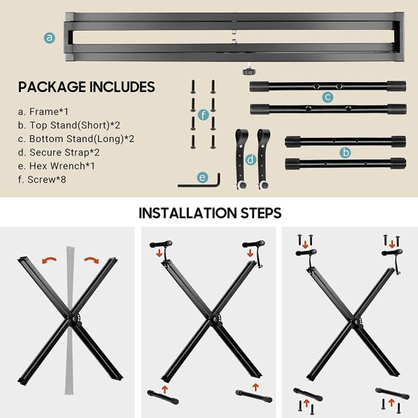 CAHAYA Adjustable Keyboard and Panio Stand Heavt Duty Double X Style Gigital Electric Paino Stand with Locking Straps for 61 76 88 Keys, Model CY0245 - Image 6