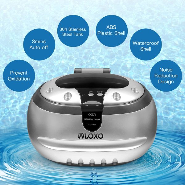 CD-2800 Ultrasonic Cleaner Jewellery Cleaner 600ml 50W 42khz Ultrasonic Bath Cleaner for Jewelry Ring Earring Necklace Glasses Watch Metal Coins Dentures Razors Tattoo Tools Guiness Surger Cans - Image 4