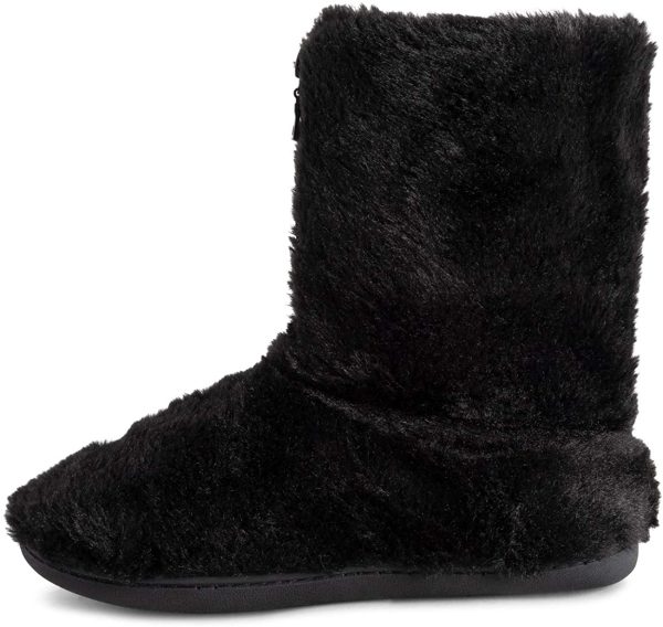 Polar Womens Memory Foam Zipper Faux Fur Covered Rubber Sole Indoor Outdoor Cosy Luxury Boot Slippers - Image 7