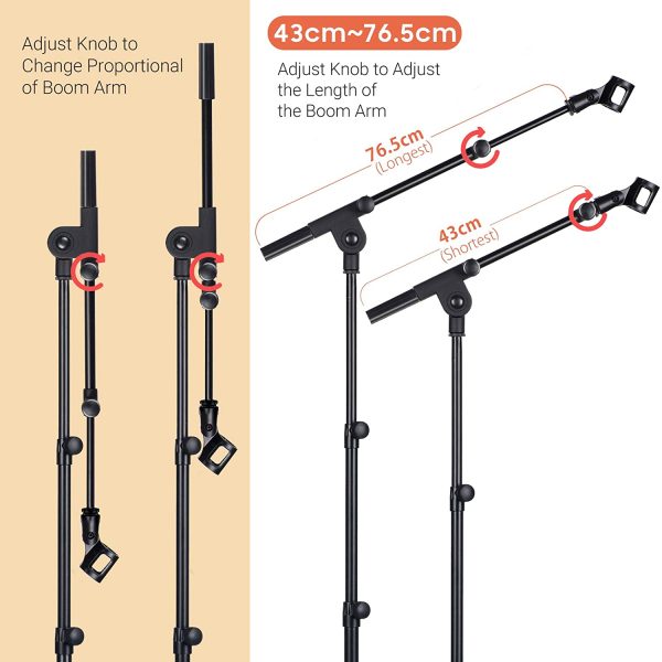 CAHAYA Tripod Boom Sheet Microphone Stand Metal Portable with Carrying Bag, for Performance Singing Speech Wedding Stage and Outdoor CY0239 - Image 7