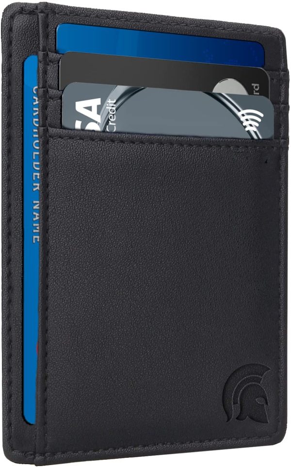 POWR Mens Wallet, Slim RFID Blocking Minimalist Credit Card Holder (Black), Holds up to 7 Cards and Bank Notes, Ideal for Travel