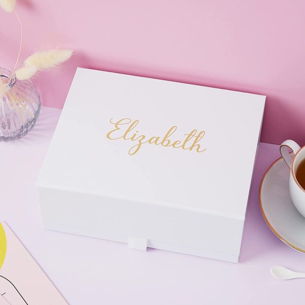 Personalised Gift Box with Name | Magnetic Shut Lid Box | Birthday Box Cursive Font - Image 6