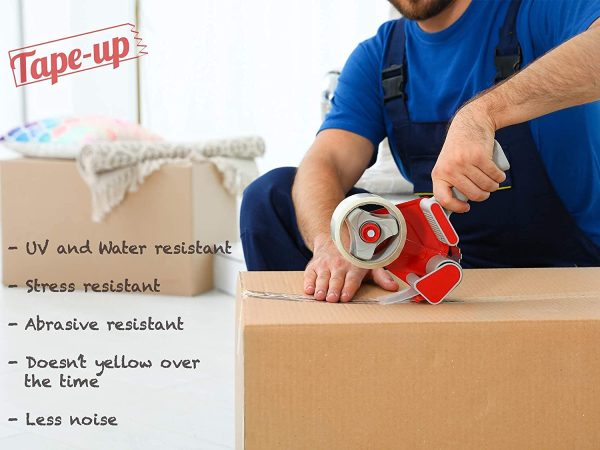 Tape-Up Packing Tape | Parcel Tape Single roll | 1 roll | 48MM x 66M |Strong, Thick and Secure | Water resistant | Packing cartons | Moving homes | Parcel tape | Packaging tape (Clear) - Image 2