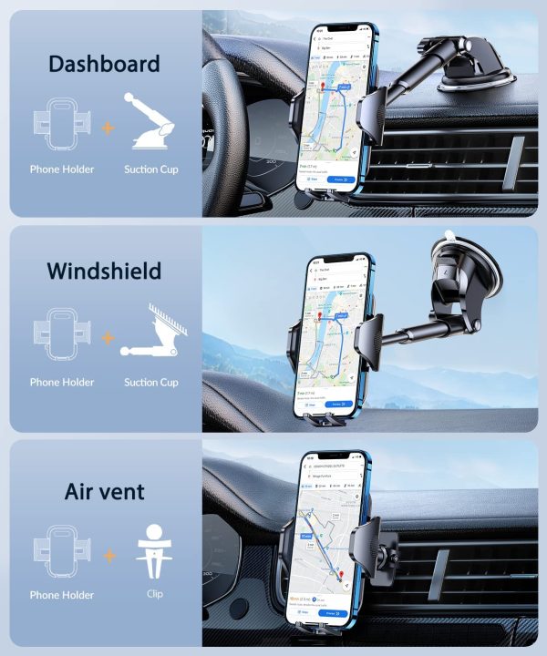 DesertWest [2022 Sturdiest] Car Phone Holder [Strong Suction] Mobile Cell Phone Cradle/Mount for Automobile Dashboard/Windscreen/Air Vent for iPhone 13/12/11 Pro Max X/8/7/6 Samsung Galaxy S22/S21/A12 - Image 5