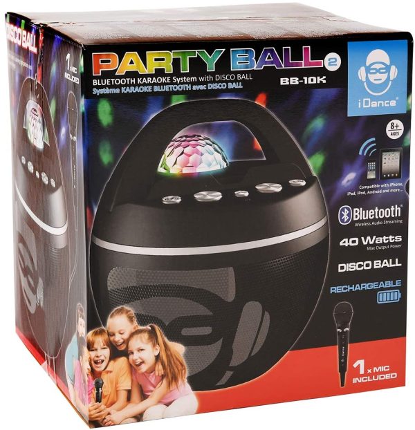 IDANCE PORTABLE BLUETOOTH KARAOKE SPEAKER WITH DISCO BALL - BLACK - Image 5