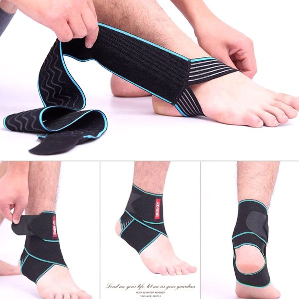 BESKEY Ankle Support Brace Adjustable Breathable Elastic Nylon Material 1 Size Fits all Use for Sports - Image 3