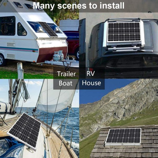 ECO-WORTHY 100W Solar Panel Kit Off-Grid System: 100W 12V Monocrystalline Solar Panel with 20A Charge Controller + Solar Cables + Mounting Brackets for Motorhome RV Boat Shed Camping - Image 4