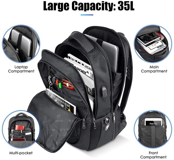 Laptop Backpack, Anti-Theft Business Travel Work Computer Rucksack with USB Charging Port, Large Lightweight College High School Bag for Boy Men Women - Image 7