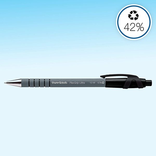 Paper Mate Flexgrip Ultra Retractable Ballpoint Pen | Medium Point (1.0 mm) | Black | 1 Count - Image 3