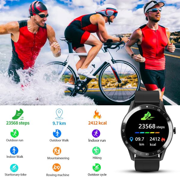 Blackview Smart Watch for Men, Full Touch Screen Fitness Trackers with Heart Rate Sleep Monitor, Fitness Watch with 5ATM Waterproof Pedometer Calorie Stopwatch, Sport Smartwatch for iOS Android Phones - Image 2