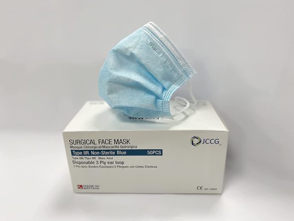 UK Manufactured Type IIR Surgical Face Mask, Medical grade Fluid Resistant, 98% Filtration, Comfortable, High Breathability, Soft ear loop, EN 14683, Single Use, Box of 50 | JCCG UK Brand - Image 2